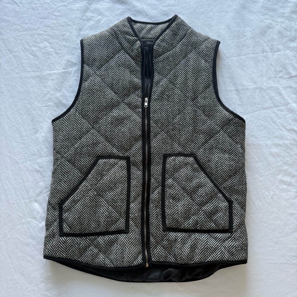 Black and White Herringbone Vest